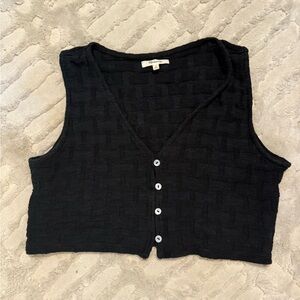 Madewell Black Button-Up Knit Tank Top